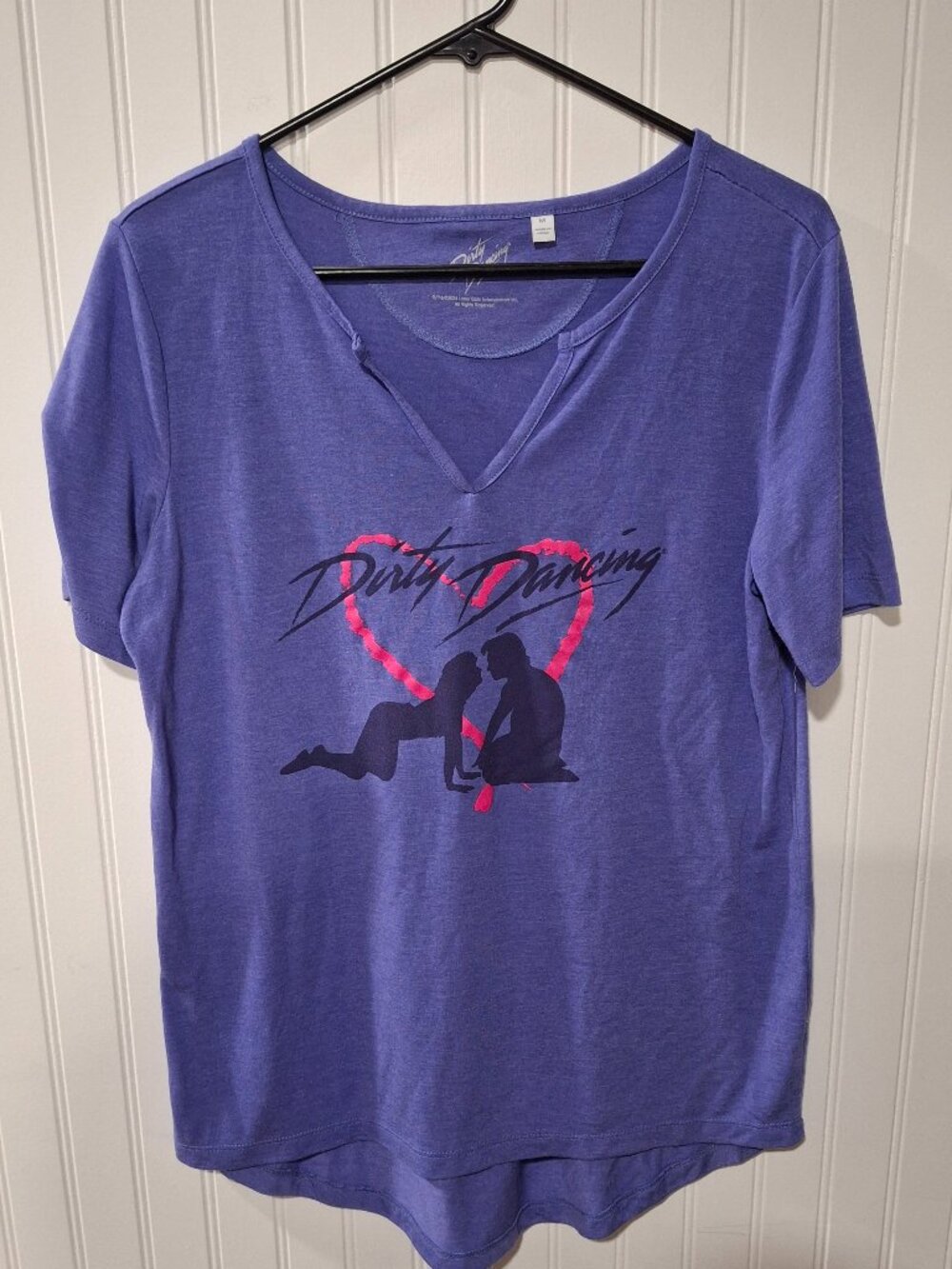 Dirty Dancing Medium Short Sleeve T-Shirt Blue High Low Deep V-Neck